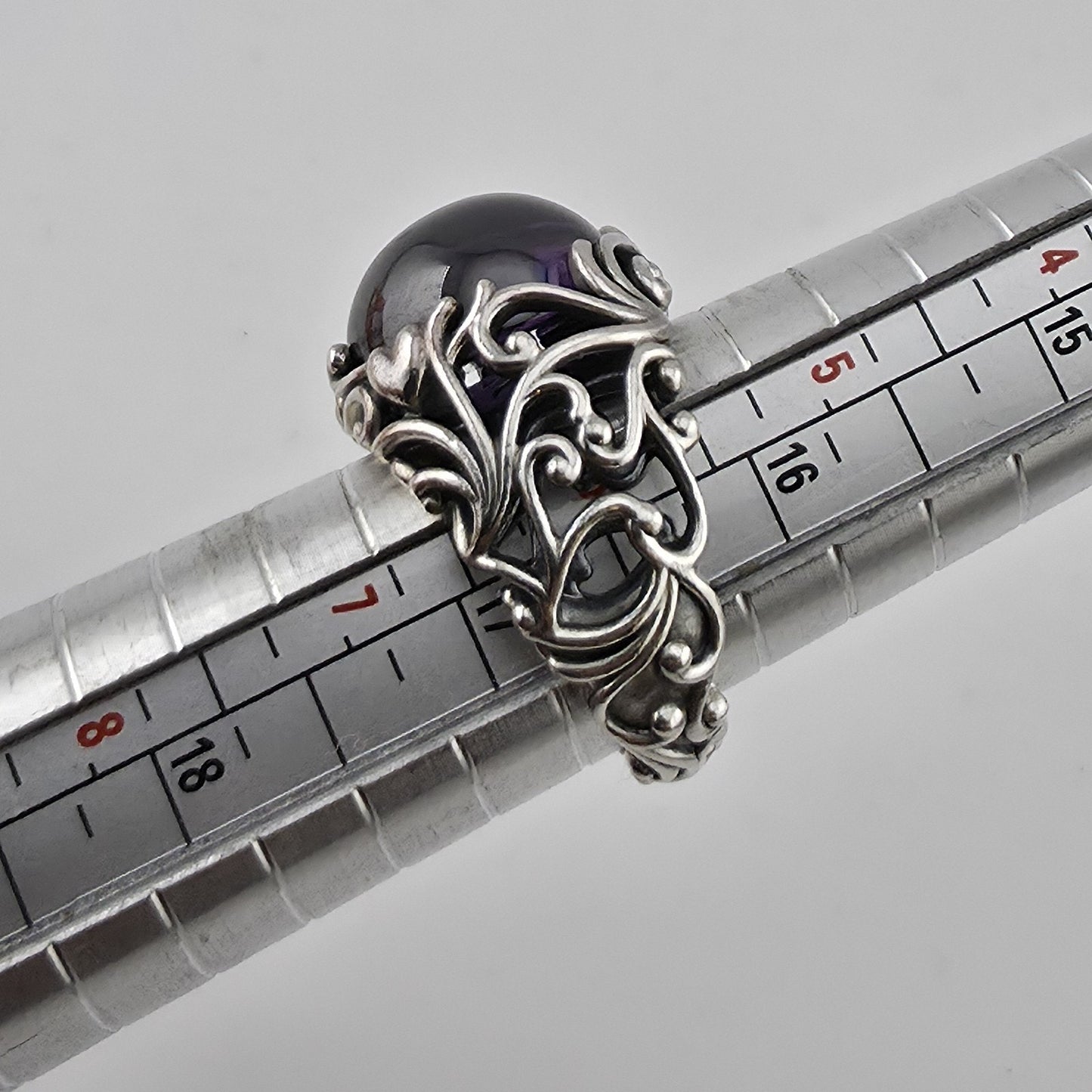 PANDORA Regal Dazzling Beauty Purple CZ Cabochon Sterling Silver Ring Sz 6