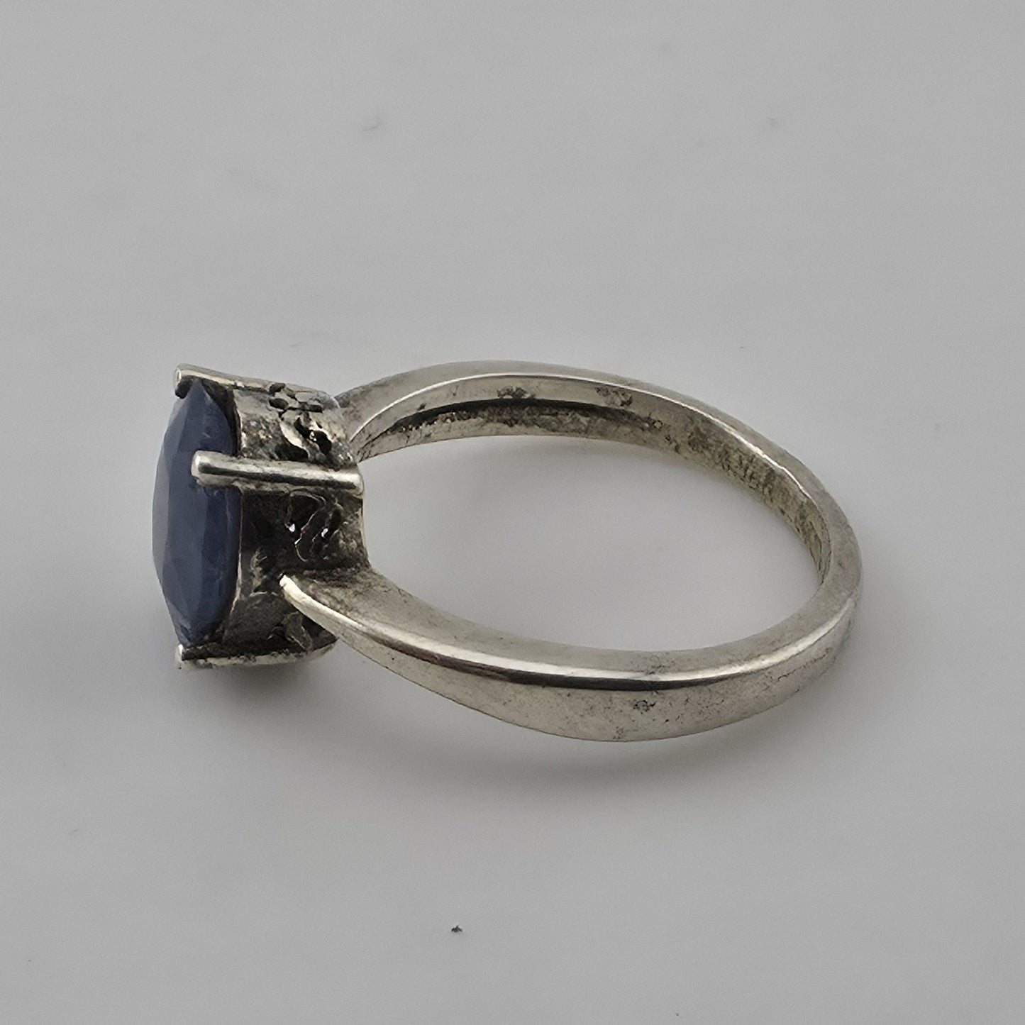 Vintage Sterling Silver Blue Stone Ring Size 6.25 Oval Cabochon Jewelry