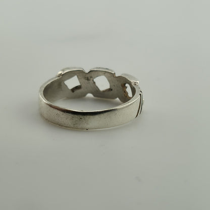 925 Sterling Silver 18K Gold Cuban Link Ring Sz 6.5 Two Tone Chain Band Unisex