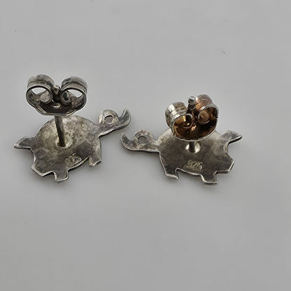 Vintage 925 Sterling Silver Pig Stud Earrings Cute Farm Animal Minimalist Jewelr