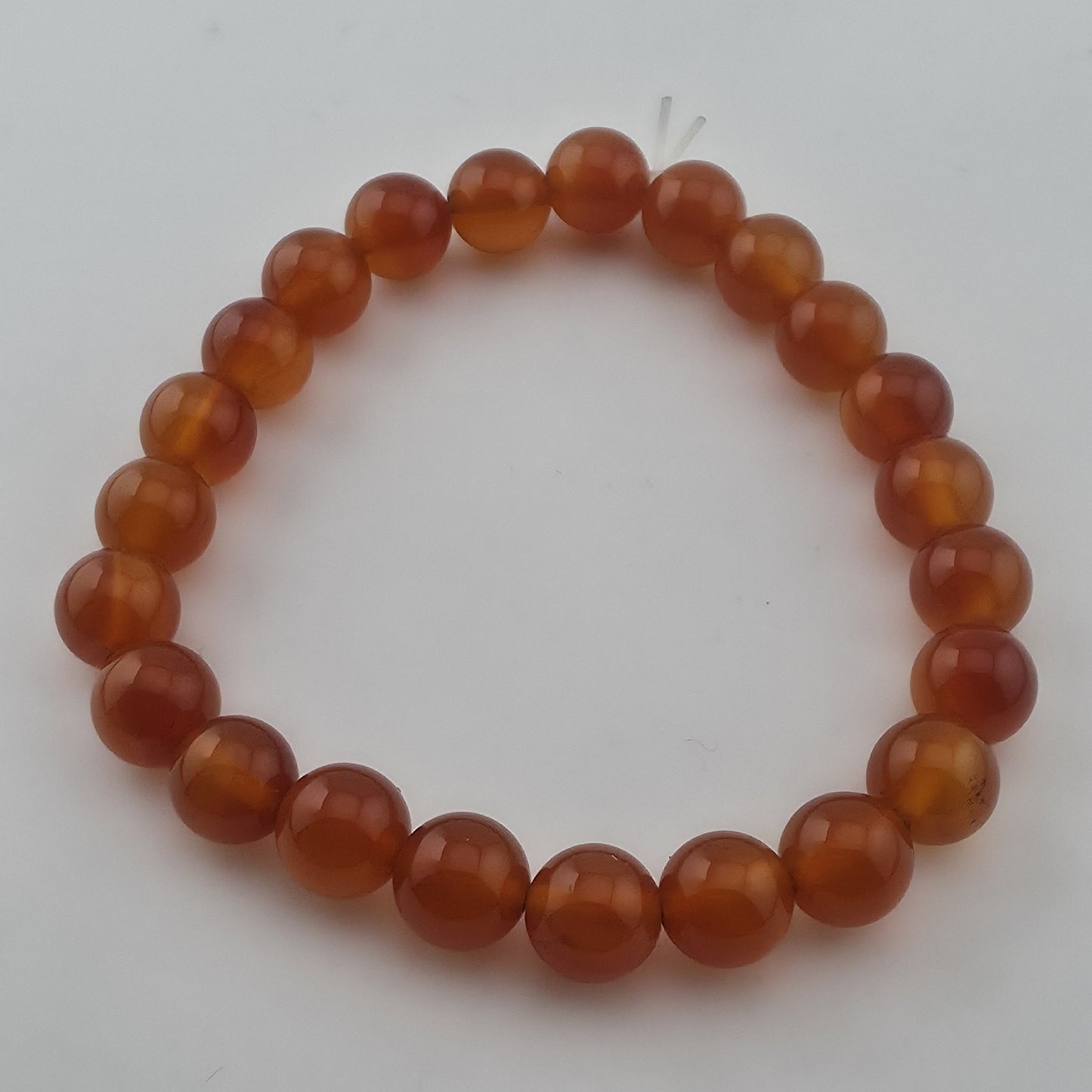 Carnelian Beaded Stretch Bracelet Orange Gemstone 6.5" Jewelry