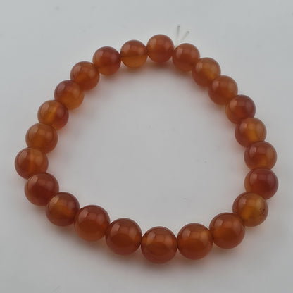 Carnelian Beaded Stretch Bracelet Orange Gemstone 6.5" Jewelry