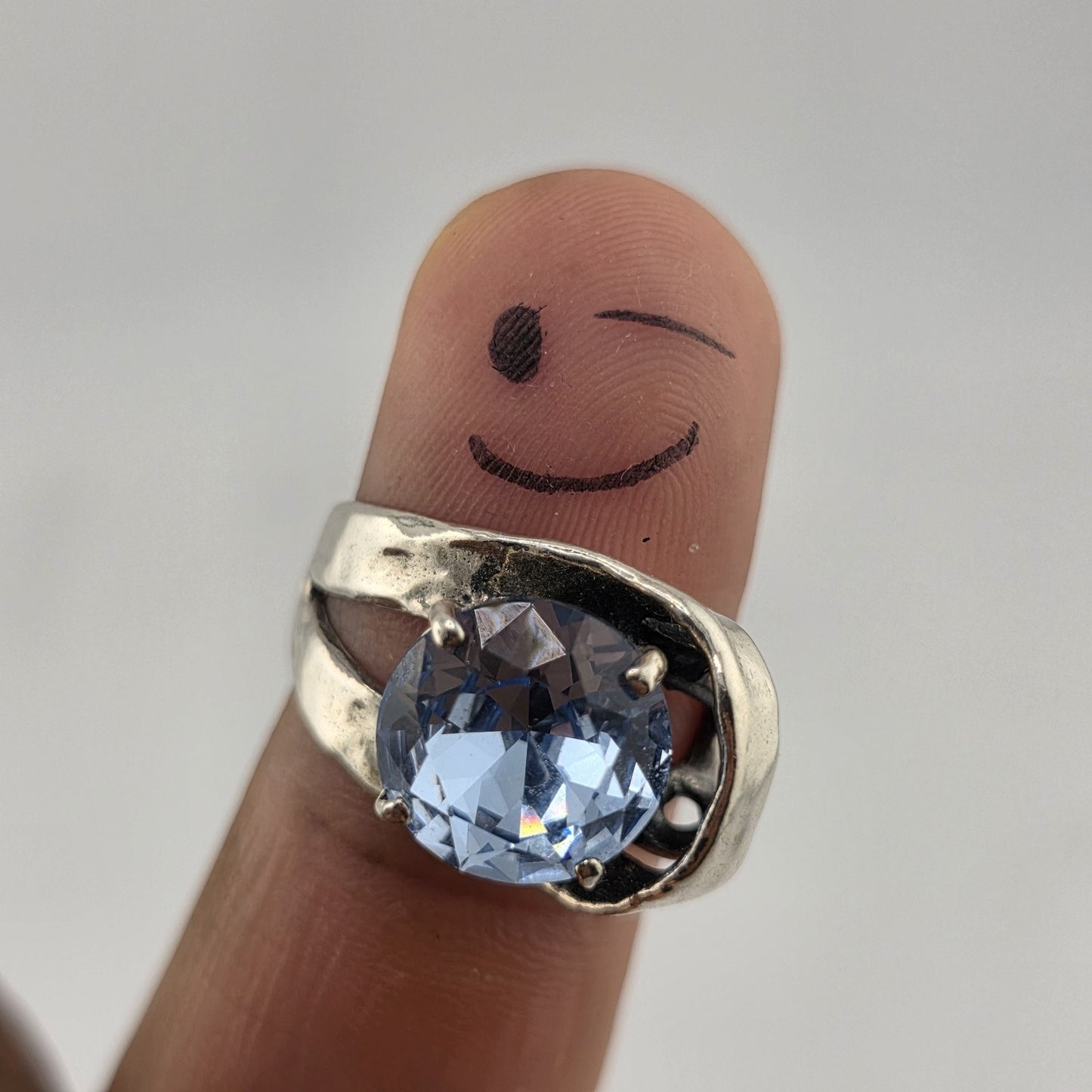 Noa Zuman Sterling Silver Blue Stone Ring Size 9 925 Statement Cocktail Ring