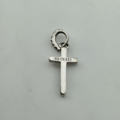 Sterling Silver 925 Cross Pendant CZ IBB CN Religious Charm Small