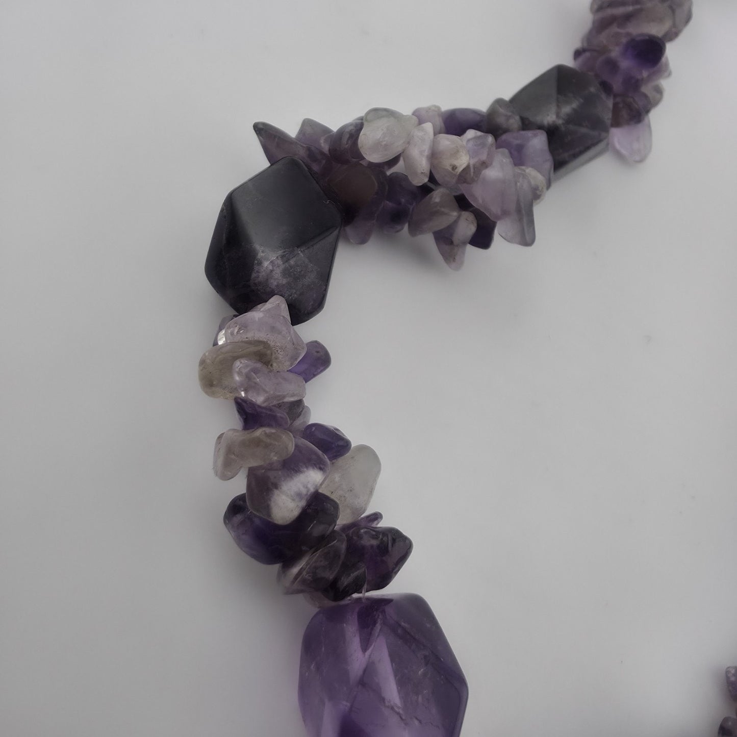 Purple Amethyst Multiple Strand Chip Necklace 20" Toggle Clasp Statement Piece