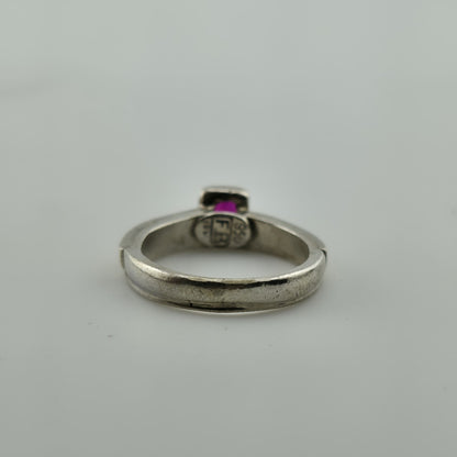 Sterling Silver 18K Gold Band Ruby Ring 6.25 FB Italy Two Tone Stackable Vintage