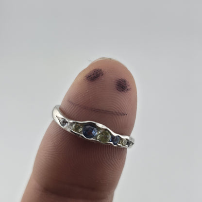 S925 Sterling Silver Organic Size 7 Adjustable Blue Purple Zircon Ring