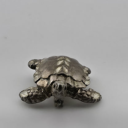 Vintage Sterling Silver Turtle Brooch 925 Figural Sea Turtle Pin Jewelry