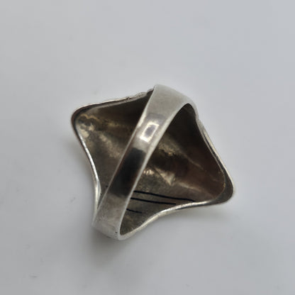 Sterling Silver Size 9 Modern Ribbed Fan Statement Ring 925 Mcm