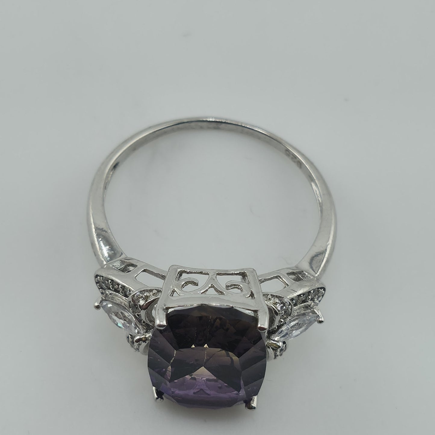 Sterling Silver 925 Ametrine Ring Size 9.25 Cushion Cut Purple Yellow Stone