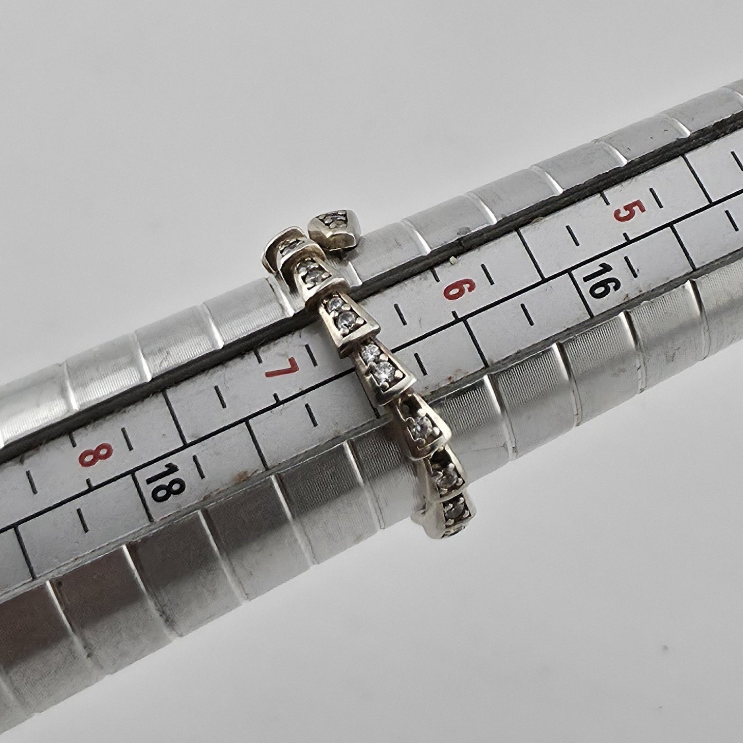 Sterling Silver Adjustable Ring with Pave Accents Missing Stones Size 7 Jewelry