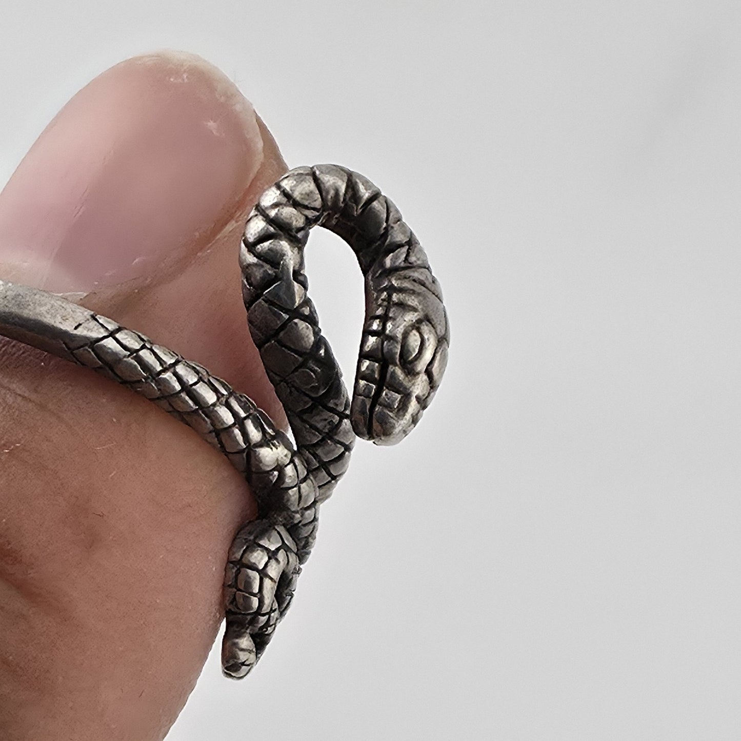 925 Sterling Silver Snake Ring Adjustable Coiled Serpent Wrap Vintage