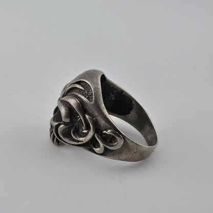925 Sterling Silver Tribal Skull Ring Gothic Biker Heavy Mens Size 8