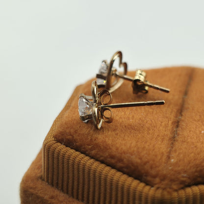 10k Yellow gold earrings JCM Heart Shaped Cz Valentines Dainty cute Jewelry