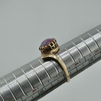 10K Yellow Gold Opal Ring Size 6.5 Vintage BDA Fiery Opal Statement Ring Vintage