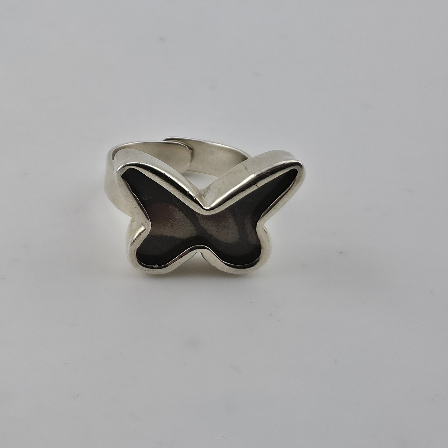 Sterling Silver Butterfly Ring Real Butterfly Wing Inlay Adjustable 925 Statemen