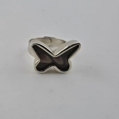 Sterling Silver Butterfly Ring Real Butterfly Wing Inlay Adjustable 925 Statemen