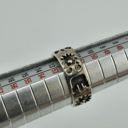 Vintage Sterling Silver 925 Native Style Story Ring Sz 6 Pictogram Band Abstract