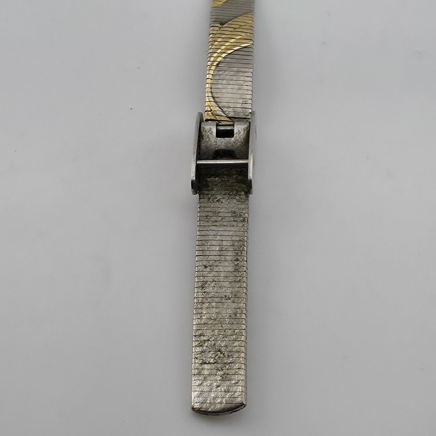 Vintage Elgin Diamond Quartz Ladies Watch Black Dial Two Tone Bracelet Working