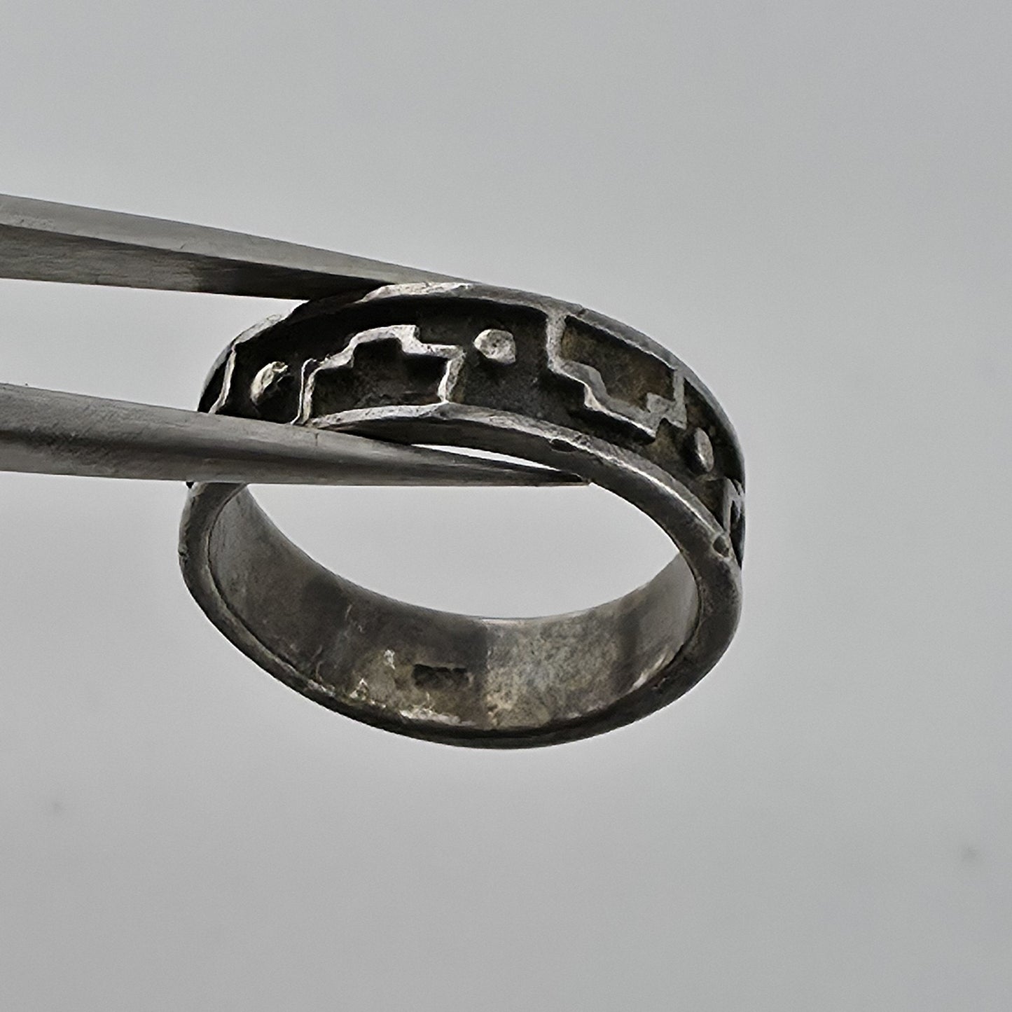 Vintage Sterling Silver Southwestern Band Ring Geometric Pattern Size 5 Jewelry