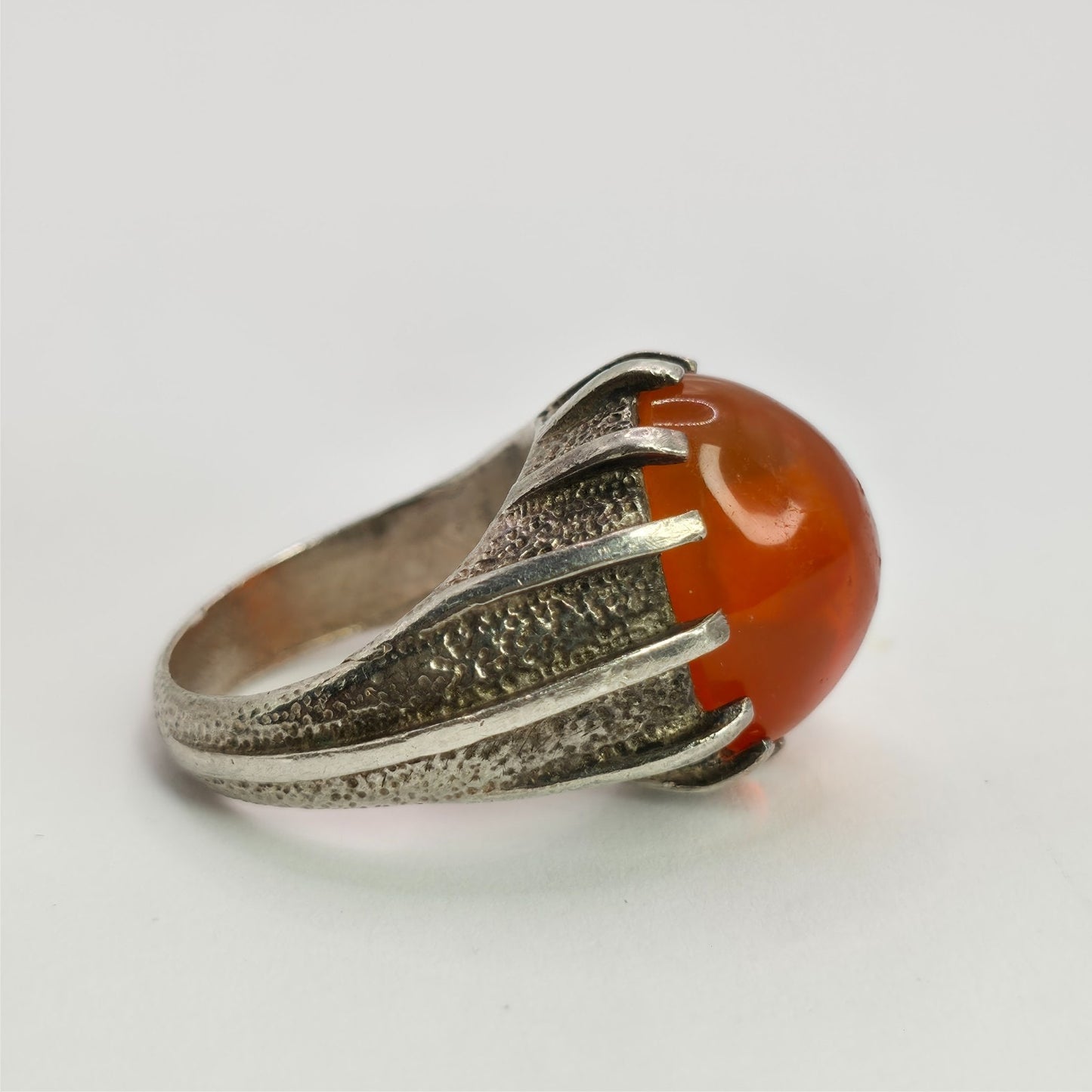 Vintage 925 Sterling Silver Carnelian Cocktail Ring Size 6 Gothic Jewelry