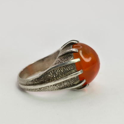 Vintage 925 Sterling Silver Carnelian Cocktail Ring Size 6 Gothic Jewelry