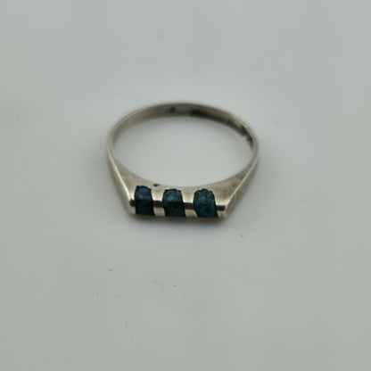 Vintage Mexico 925 Sterling Silver Turquoise Inlay Ring MCM Minimalist Band 5
