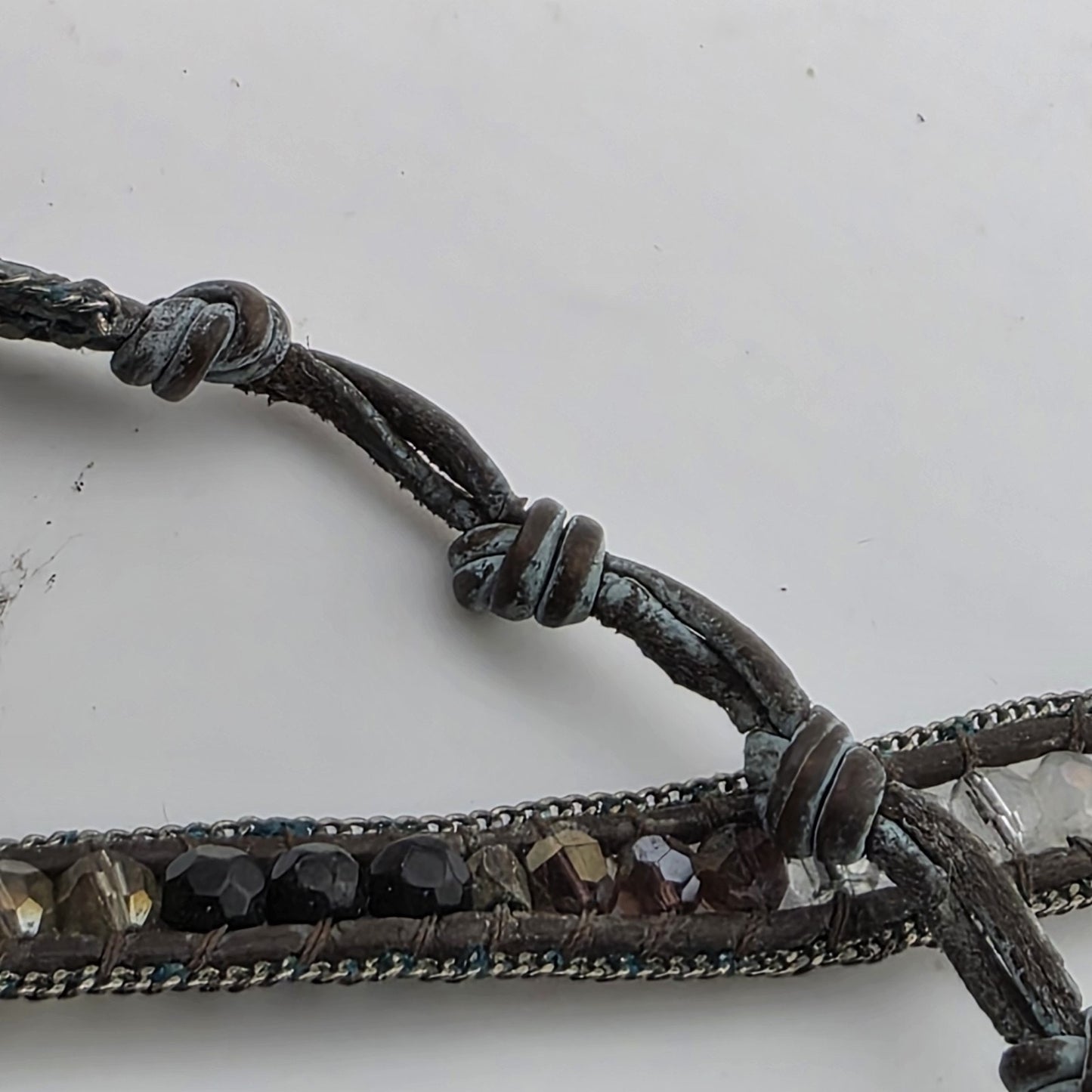 Nakamol Woven Hematite Quartz Bead Necklace / Wrap Bracelet Brown 35”