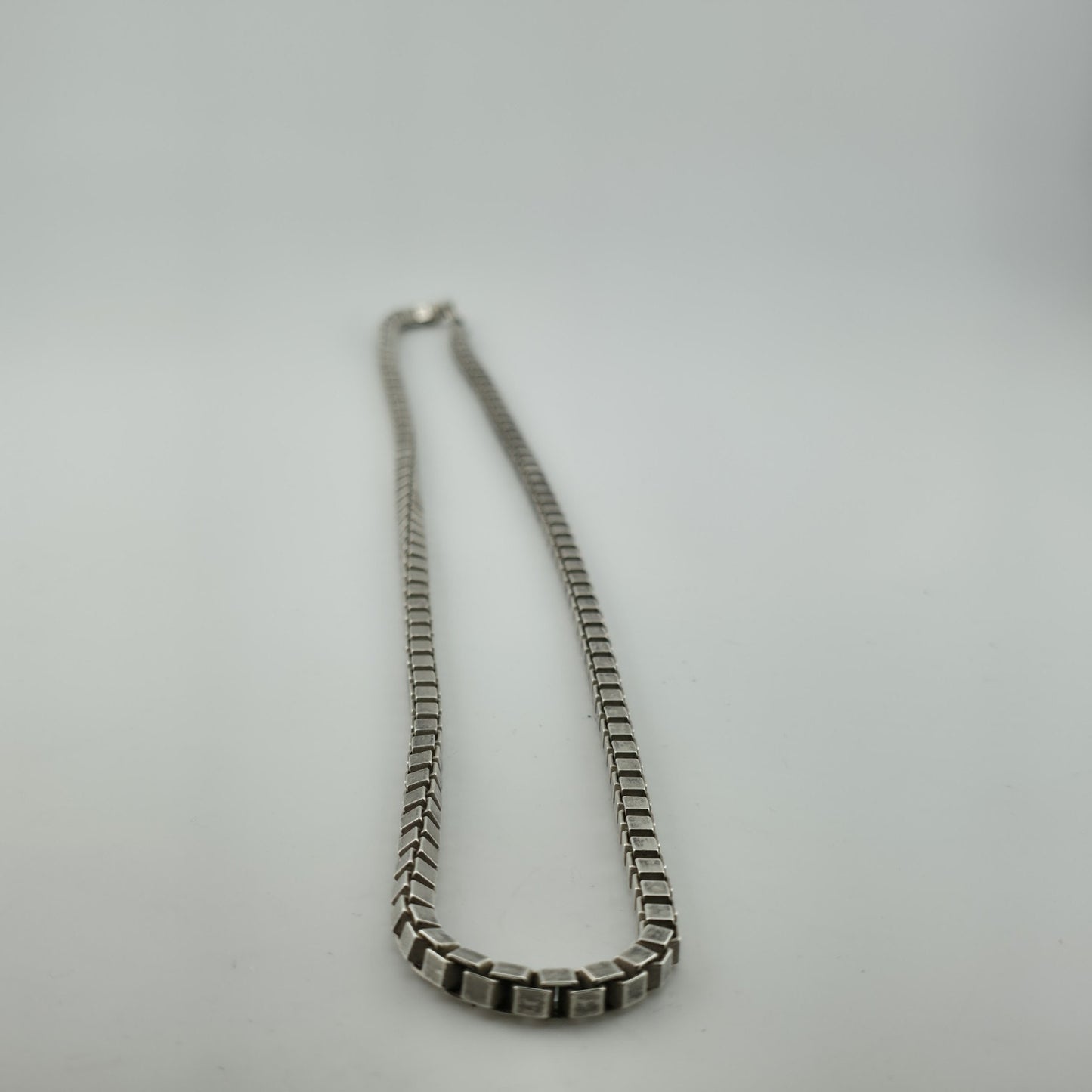 Sterling Silver 925 Box Chain Necklace 24” 4.4mm 65.4g Vintage Italy Patina