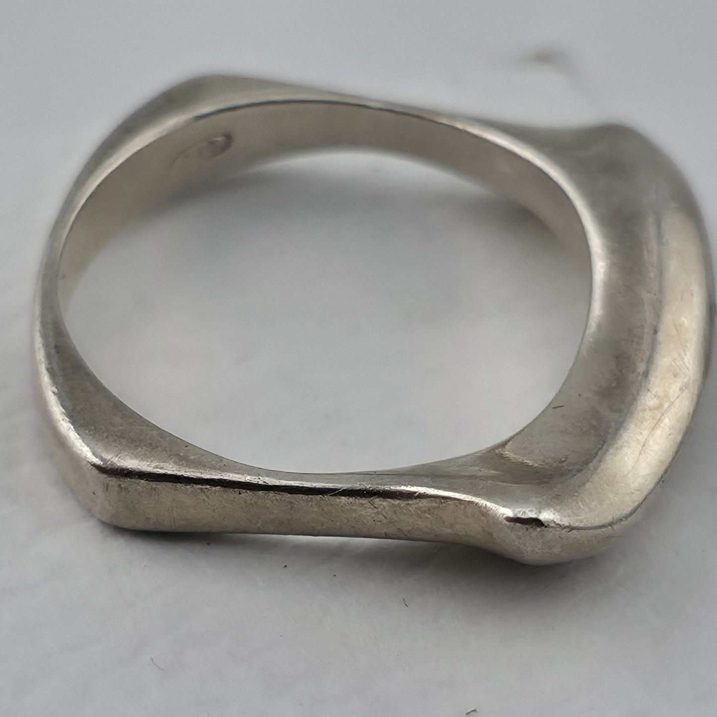 Vintage Modernist MCM Abstract Sterling Silver Ring Size 7 Unique Sculptural Ban