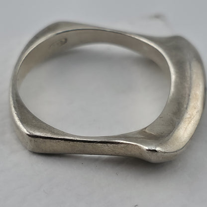 Vintage Modernist MCM Abstract Sterling Silver Ring Size 7 Unique Sculptural Ban