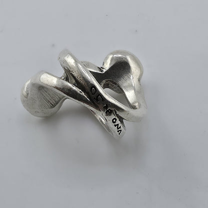 UNOde50 Sterling Silver Triple Crystal Ring Size 6.25 handmade Spain Alterego