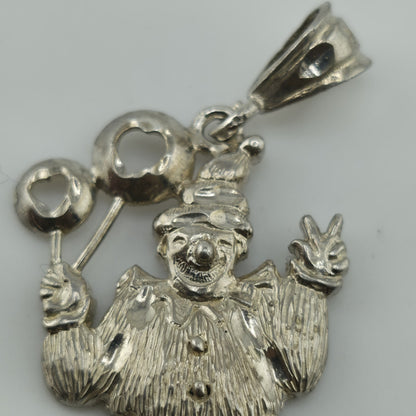 Vintage Sterling Silver 925 Clown Pendant Charm Balloons Jester Circus 4g