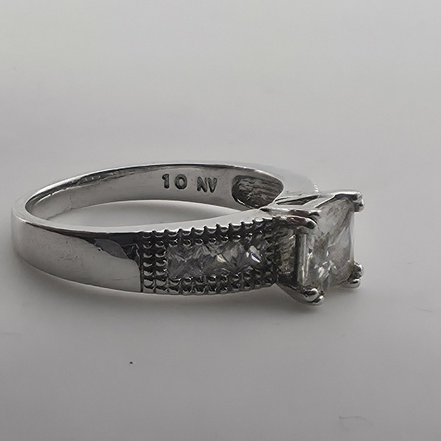 Sterling Silver Princess Cut CZ Ring Size 9.75 Wedding Engagement Jewelry