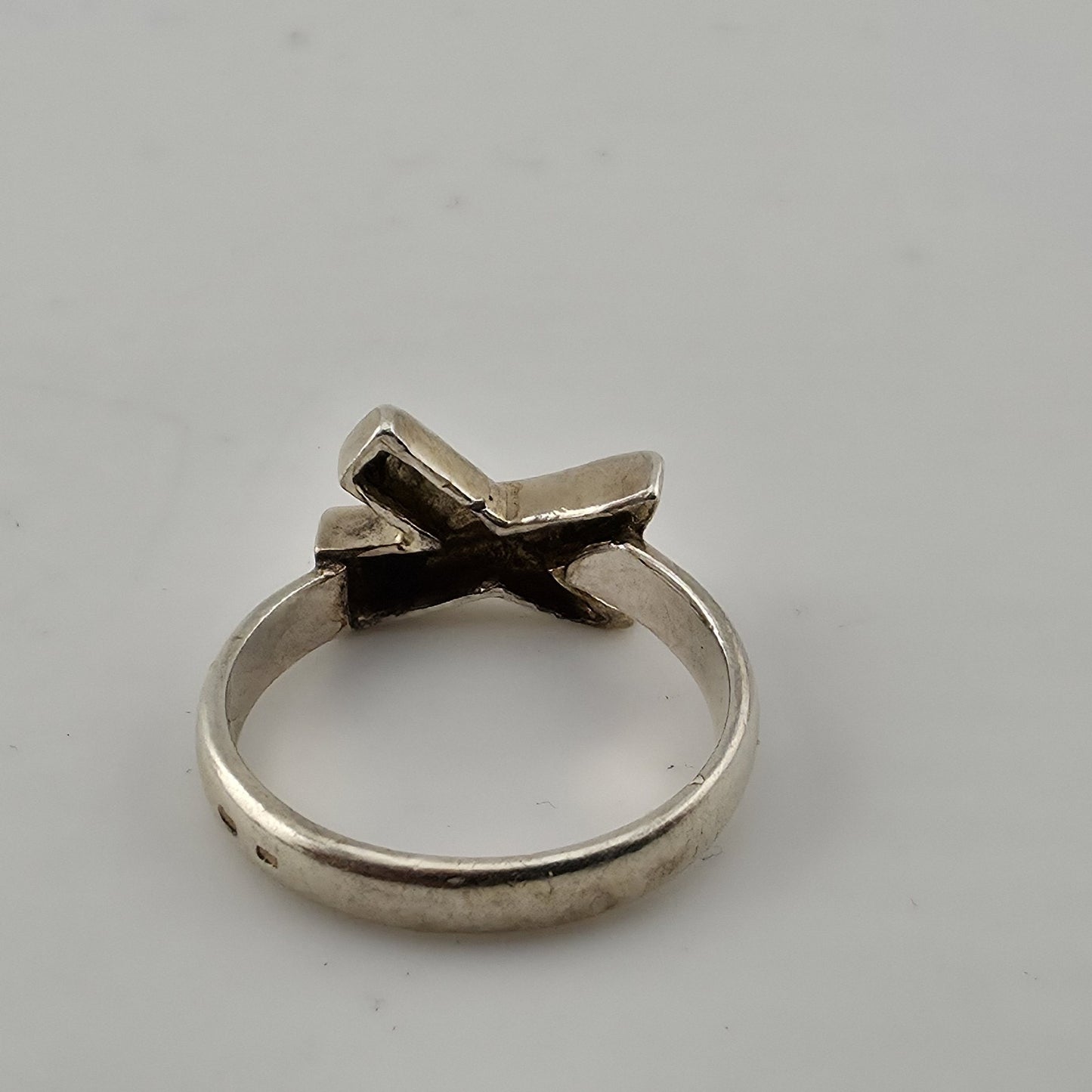 Sterling Silver Abstract Criss Cross Ring Size 6.5 Modern Geometric 925 Artisan