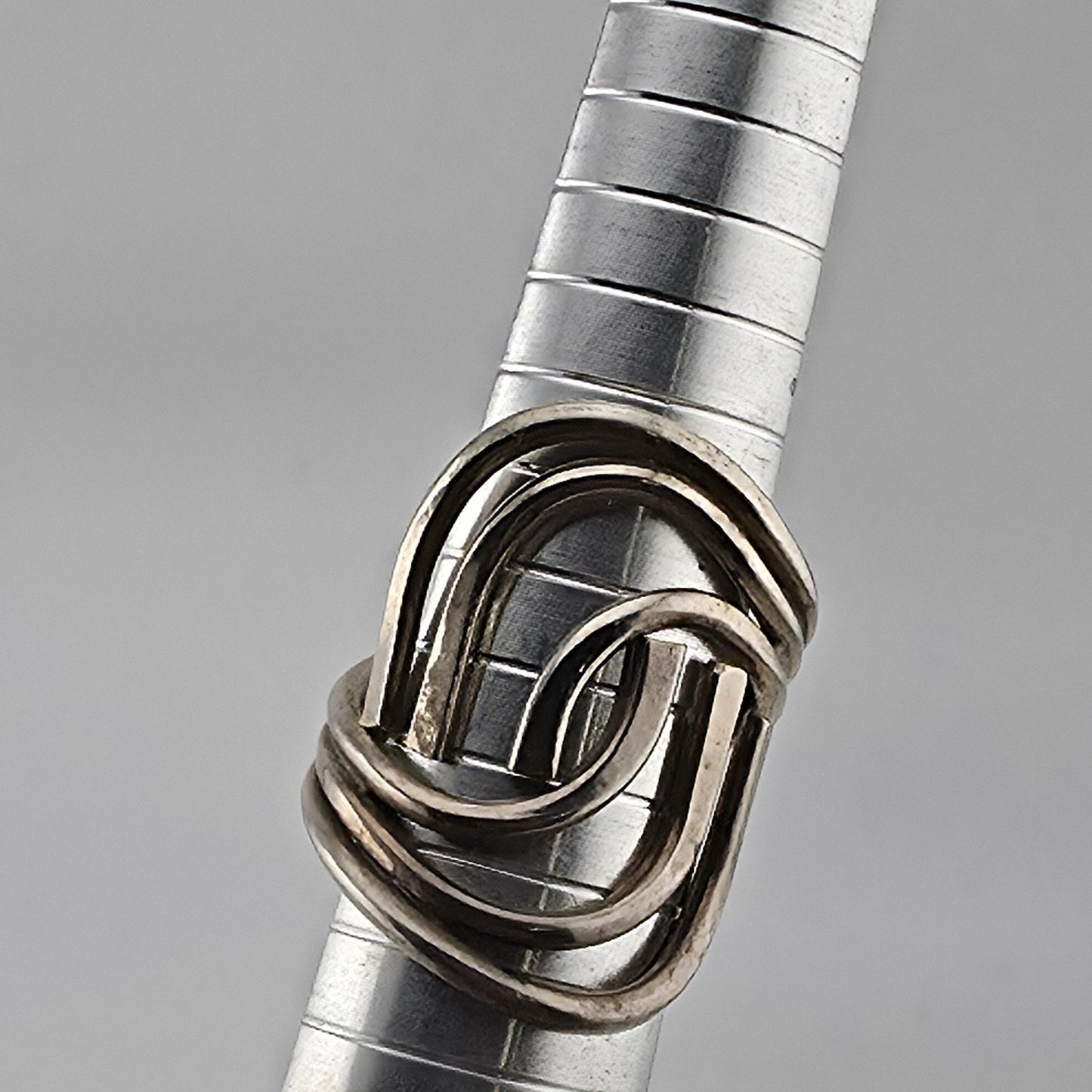 Vintage Sterling Silver Modernist Swirl Statement Ring Size 7.5 Abstract Design