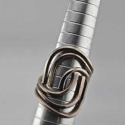 Vintage Sterling Silver Modernist Swirl Statement Ring Size 7.5 Abstract Design