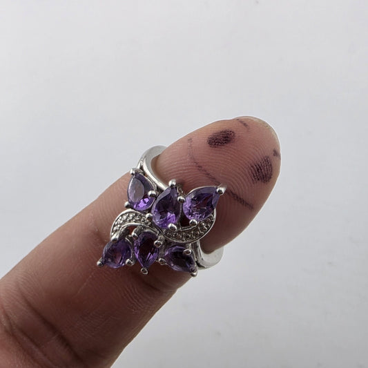 Sterling Silver Plated Amethyst Ring