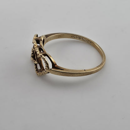 10K Gold Diamond Heart Ring Size 5.75 Vintage Jewelry