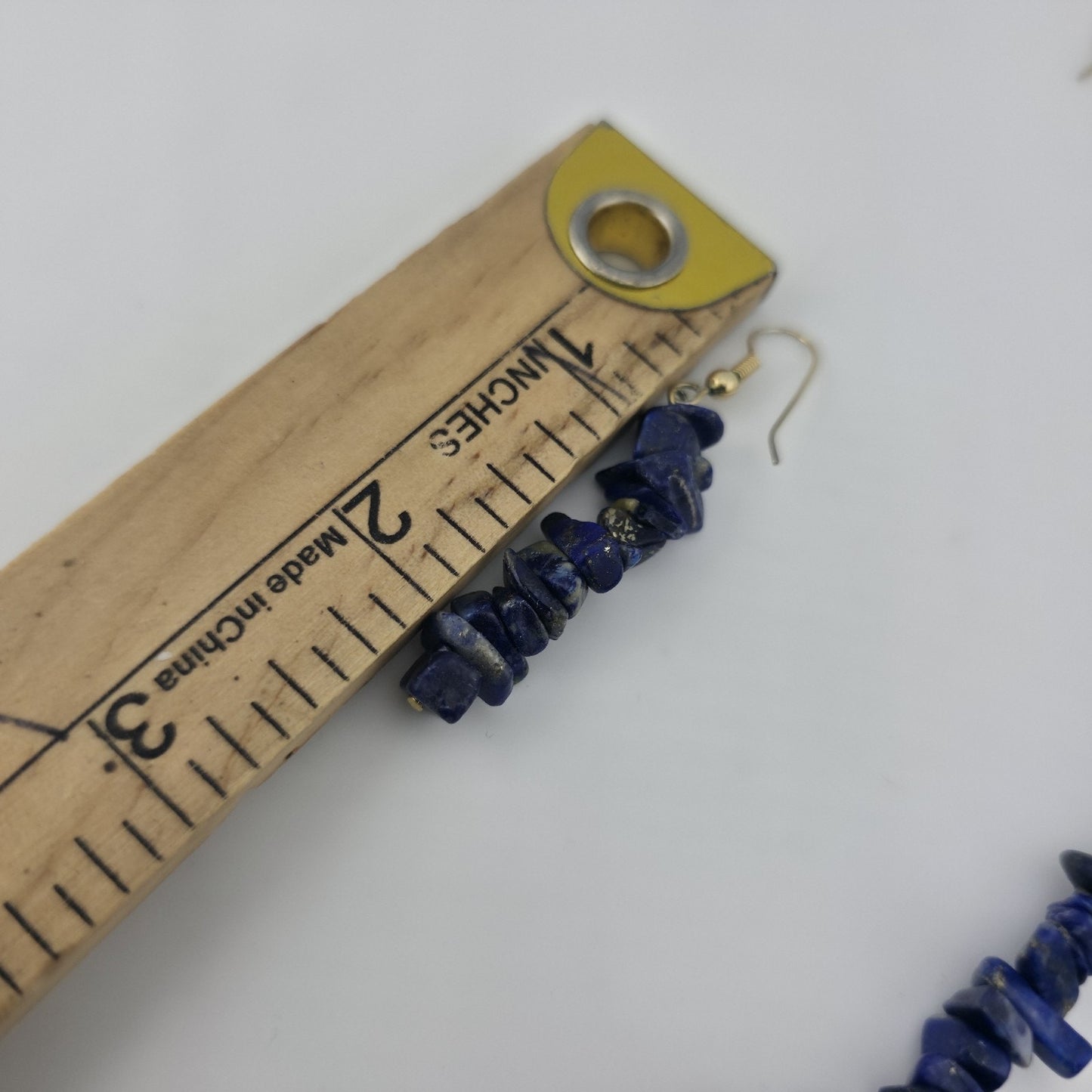Lapis Lazuli Chip Bead Multi Strand Necklace & Dangle Earrings Set