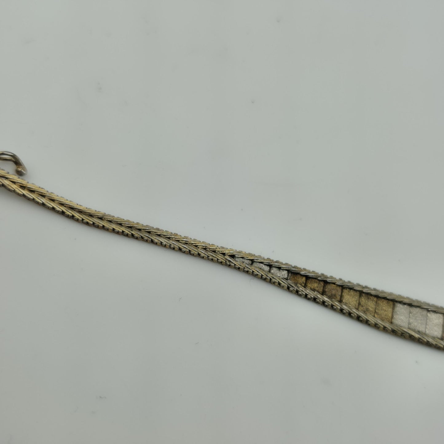 Sterling Silver Bracelet Two Tone Bracelet Panel Link 7" Vintage