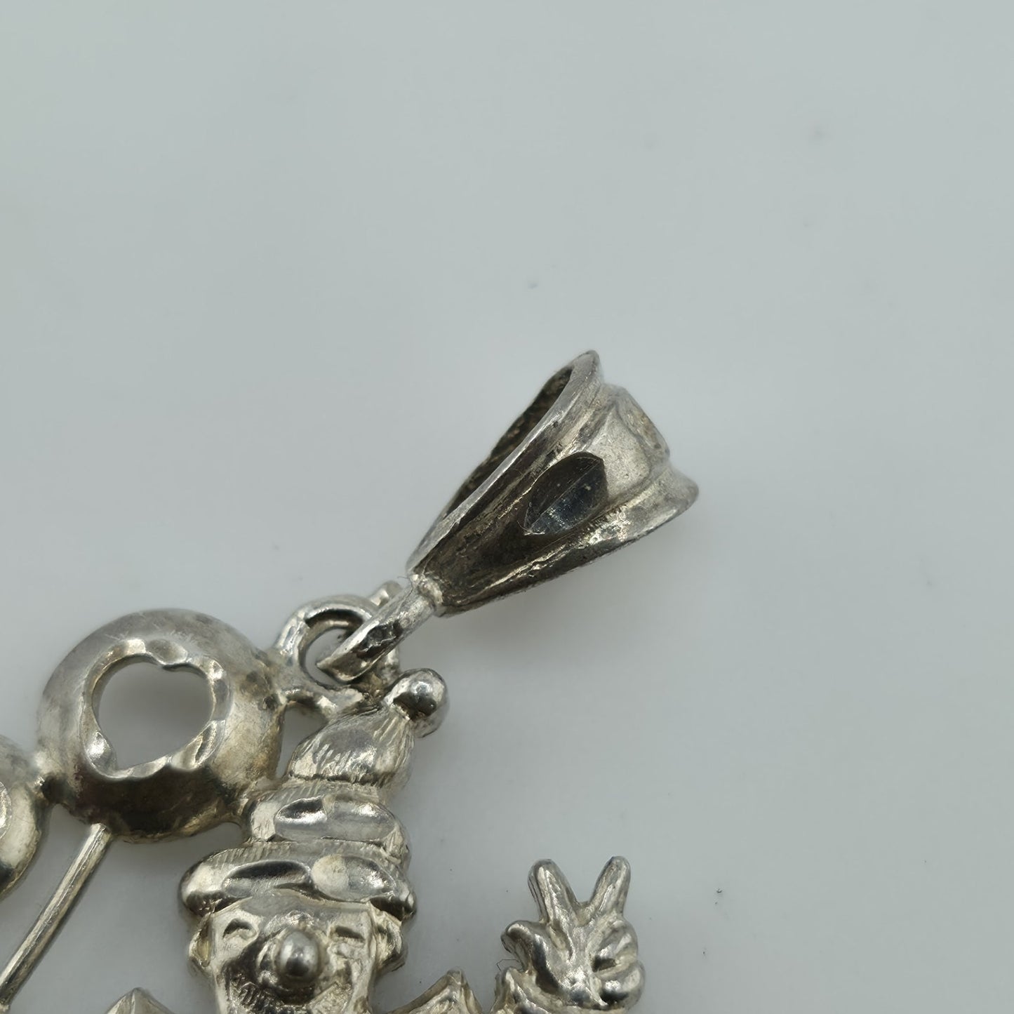 Vintage Sterling Silver 925 Clown Pendant Charm Balloons Jester Circus 4g