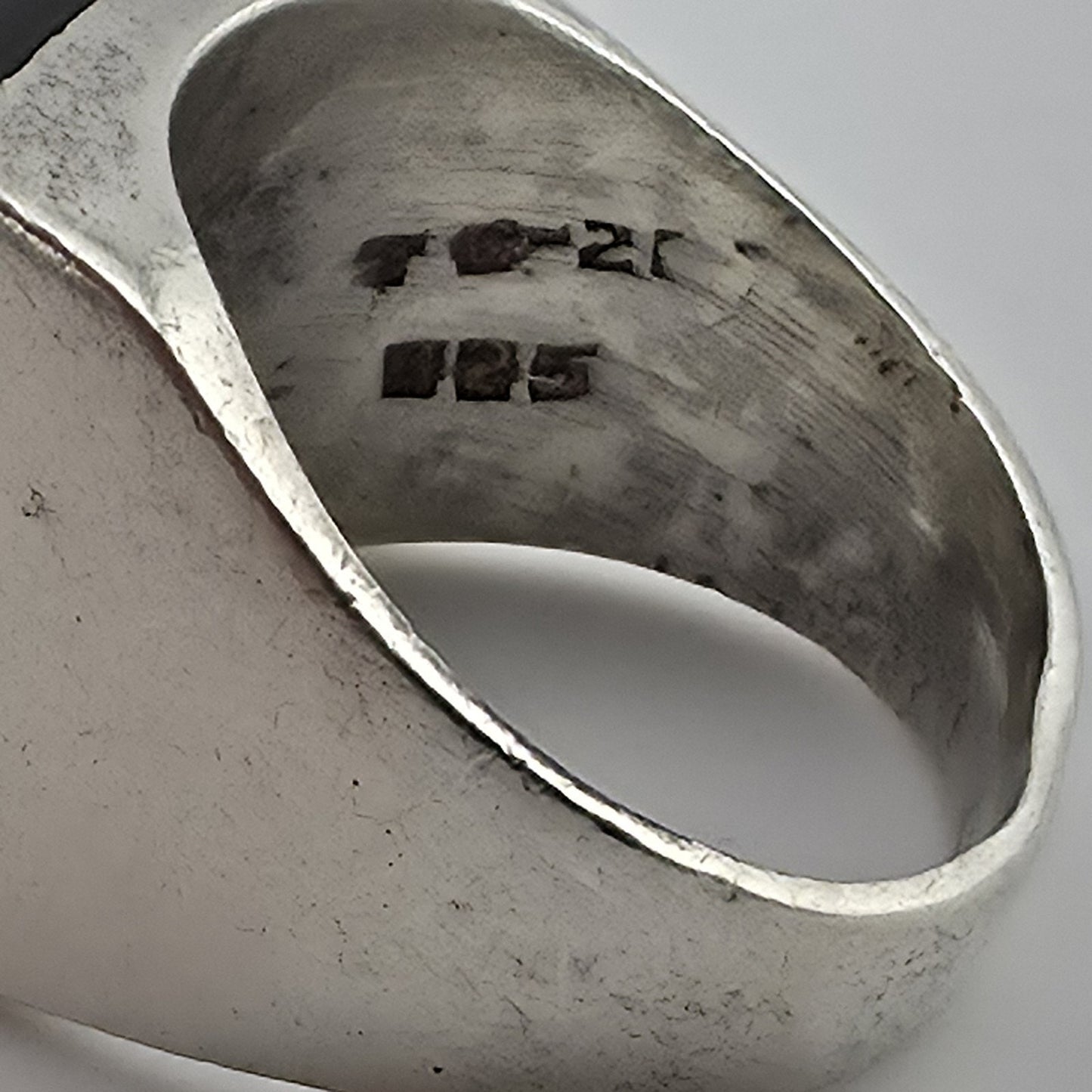 Vintage Mexico 925 Sterling Silver Black Onyx Signet Ring Size 9.5 17.4g Mens