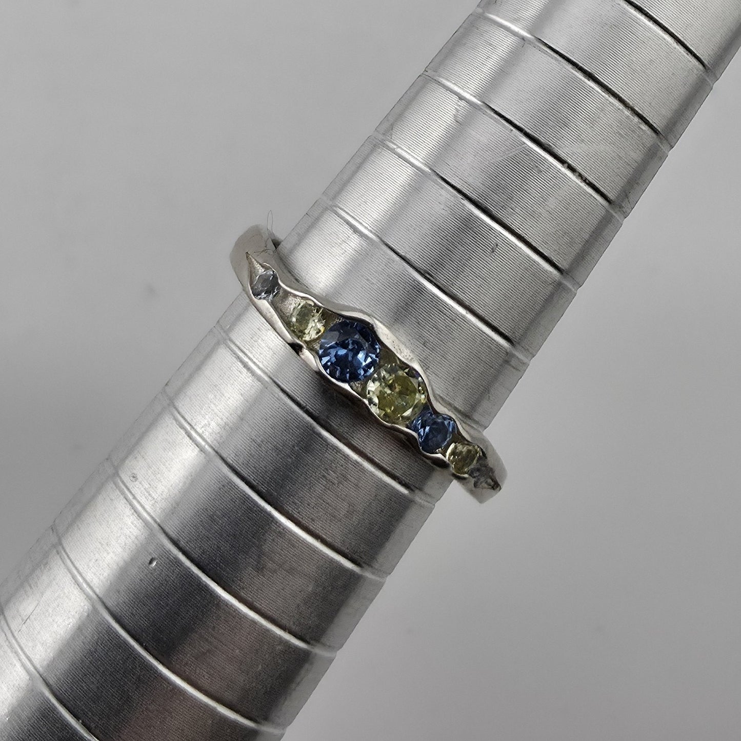 S925 Sterling Silver Organic Size 7 Adjustable Blue Purple Zircon Ring