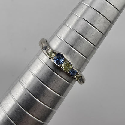 S925 Sterling Silver Organic Size 7 Adjustable Blue Purple Zircon Ring