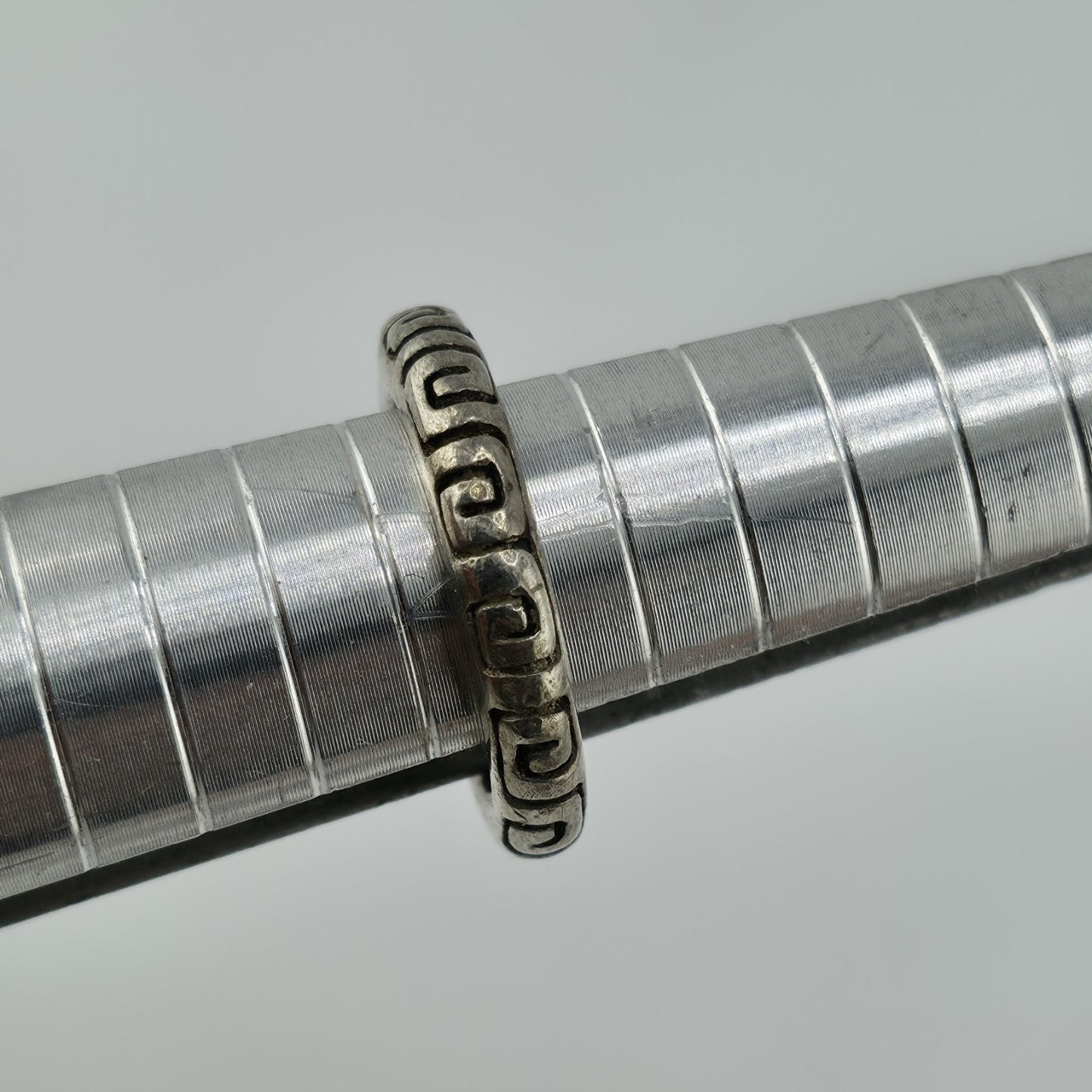 Vintage Mexico 925 Sterling Silver Greek Key Band Ring Size 5.5 6.2g