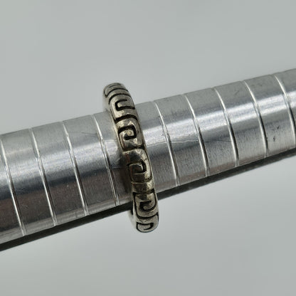 Vintage Mexico 925 Sterling Silver Greek Key Band Ring Size 5.5 6.2g