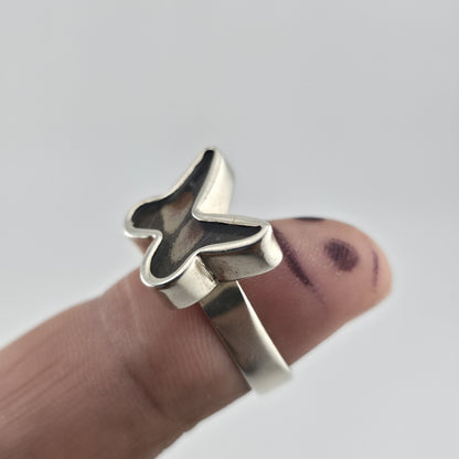 Sterling Silver Butterfly Ring Real Butterfly Wing Inlay Adjustable 925 Statemen