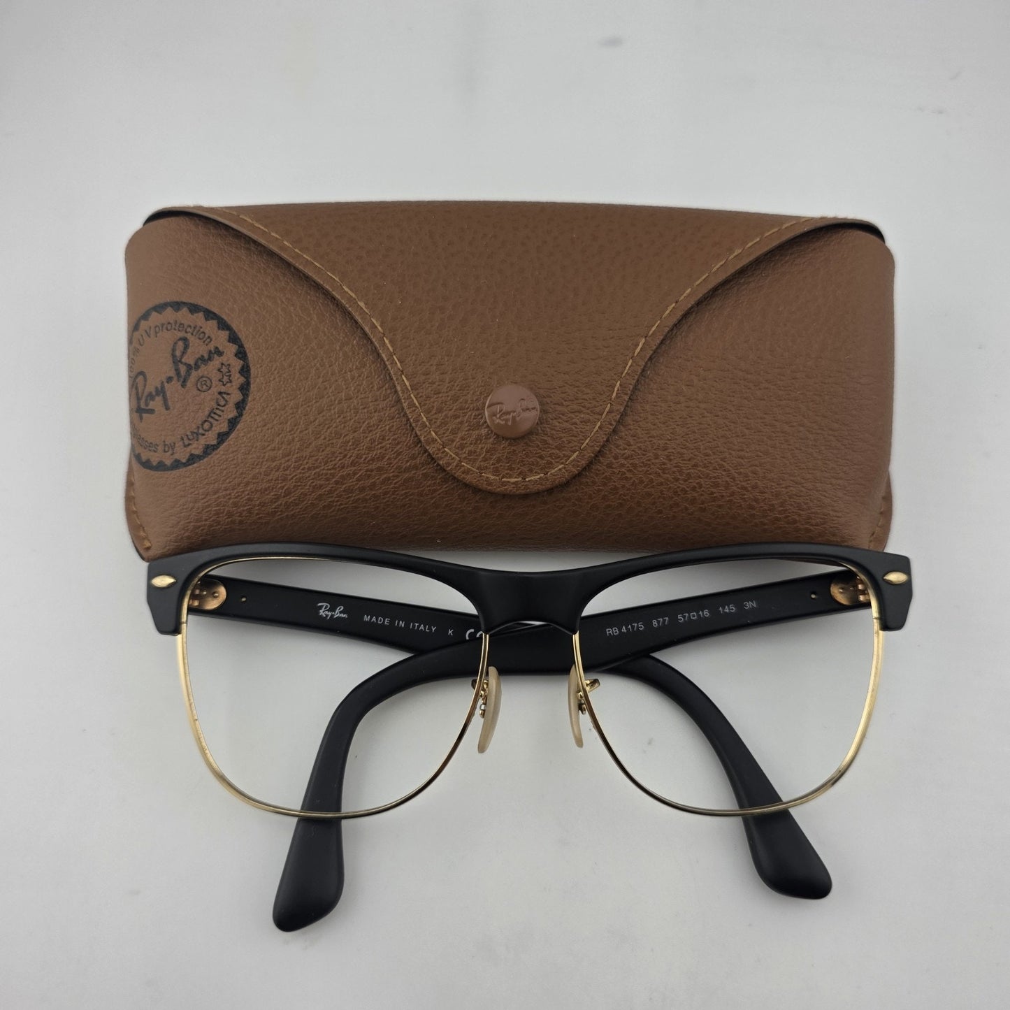 Ray-Ban RB4175 877 Eyeglass Frames Black Gold 57-16 145 Italy w/ Case No Lenses