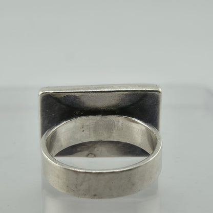 Vintage 950 Silver Green Stone Modernist Statement Ring Size 8.25